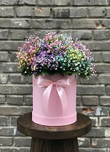 Цветочная композиция из Гипсофила и Розы в шляпной коробке в Светлом Калининградской области