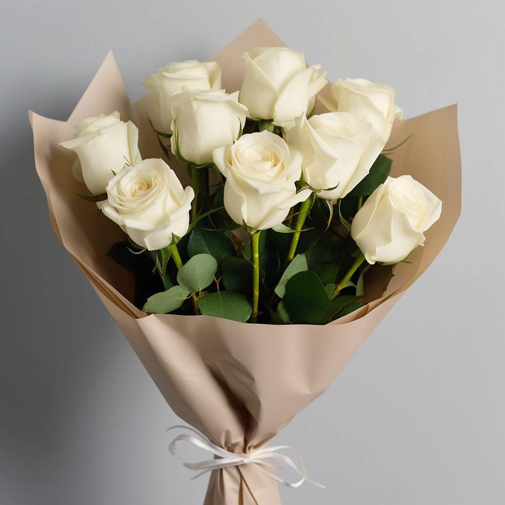 Букет 9 Белых роз Эдлесс Лав в Светлом Калининградской области